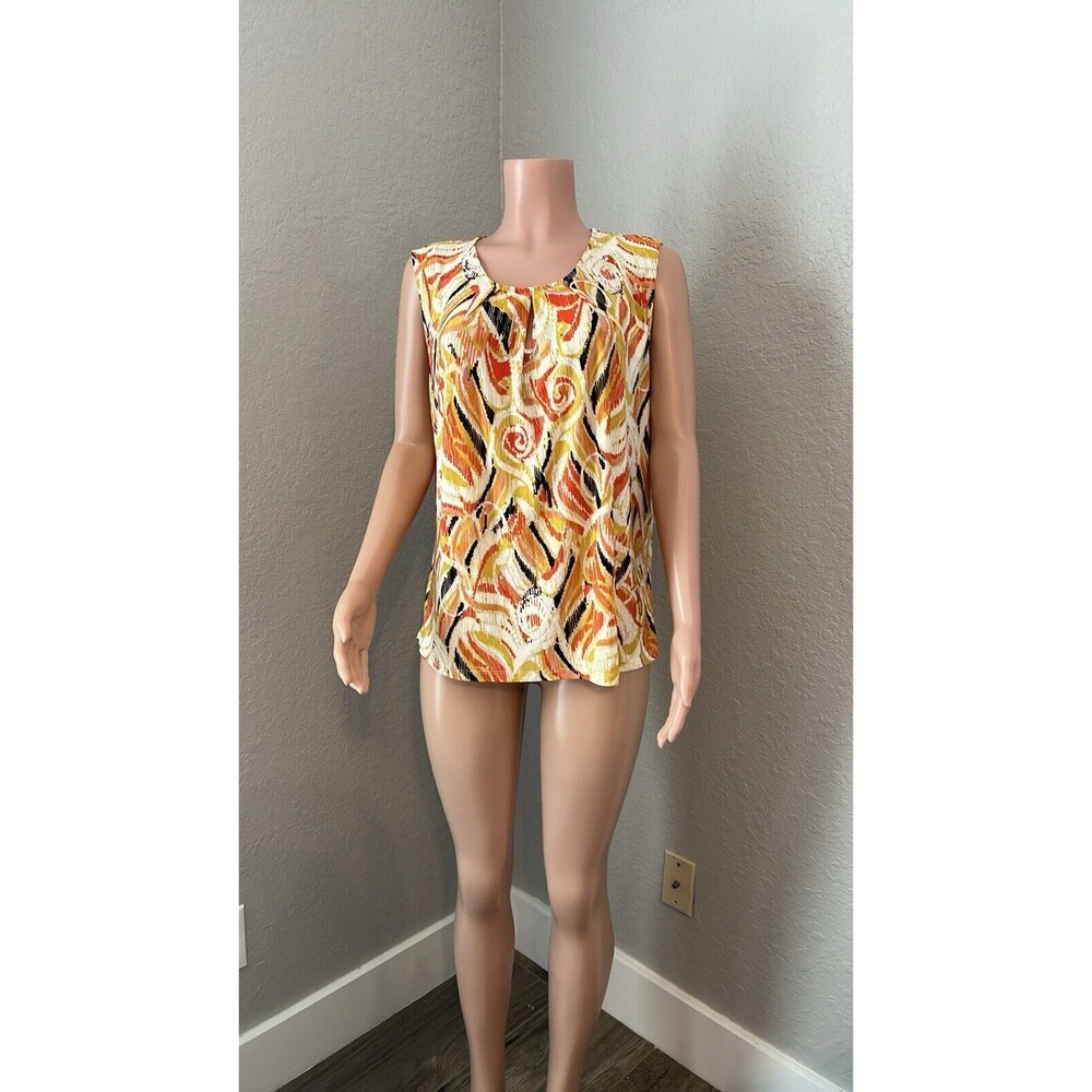 Kasper Women's Daylight multicolor Printed Keyhole Top Sz XL Orange NWT #103